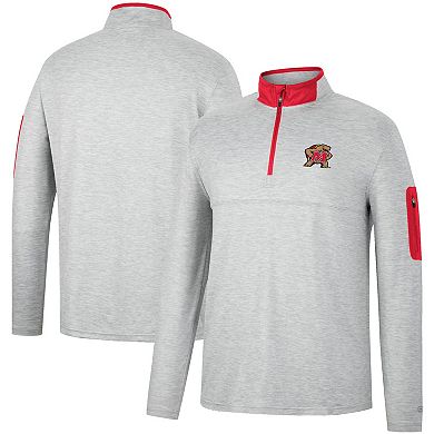 Men's Colosseum Heathered Gray/Red Maryland Terrapins Country Club Windshirt Quarter-Zip Jacket