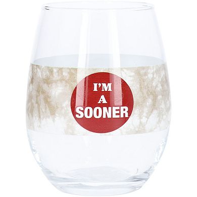 Oklahoma Sooners 15oz. Vintage Tie-Dye Stemless Wine Glass