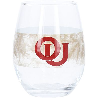 Oklahoma Sooners 15oz. Vintage Tie-Dye Stemless Wine Glass