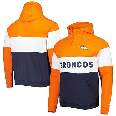 Men's New Era Navy Denver Broncos Colorblock Current Pullover Hoodie