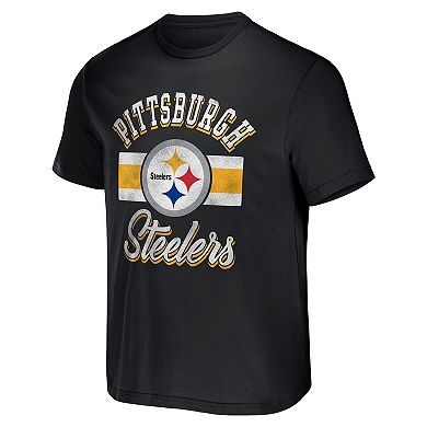 Men's NFL x Darius Rucker Collection by Fanatics Black Pittsburgh Steelers Stripe T-Shirt