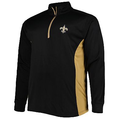 Men's Black/Gold New Orleans Saints Big & Tall Quarter-Zip Jacket
