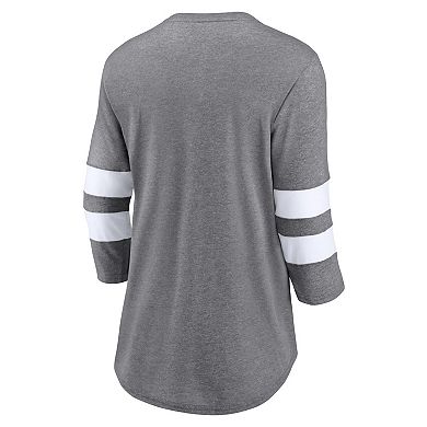 Women's Fanatics Branded Heathered Gray Cleveland Browns Primary Logo 3/4 Sleeve Scoop Neck T-Shirt