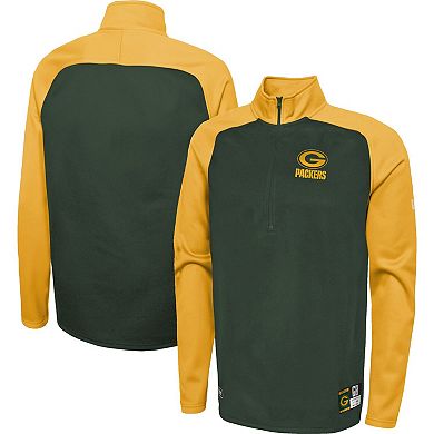 Men's New Era Green Green Bay Packers Combine Authentic O-Line Raglan Half-Zip Jacket