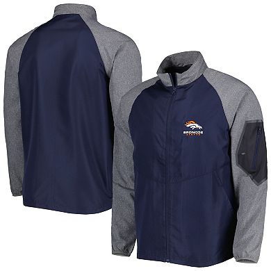 Men's Dunbrooke Navy Denver Broncos Hurricane Raglan Full-Zip Windbreaker Jacket