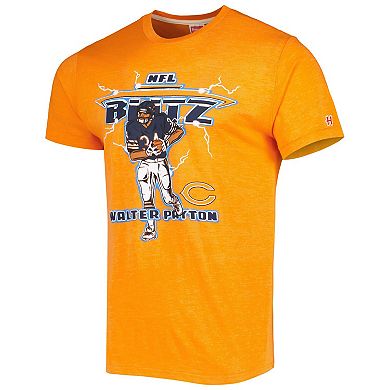 Men's Homage Walter Payton Heathered Orange Chicago Bears NFL Blitz Retired Player Tri-Blend T-Shirt