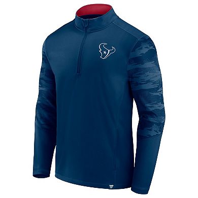 Men's Fanatics Branded Navy Houston Texans Ringer Quarter-Zip Jacket