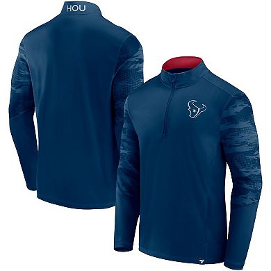 Men's Fanatics Branded Navy Houston Texans Ringer Quarter-Zip Jacket