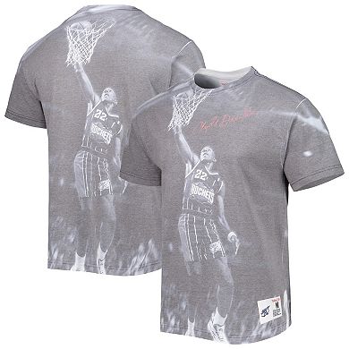 Men's Mitchell & Ness Clyde Drexler Heather Gray Houston Rockets Above The Rim T-Shirt