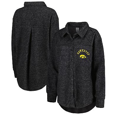 Women's Gameday Couture Black Iowa Hawkeyes Switch It Up Tri-Blend Button-Up Shacket