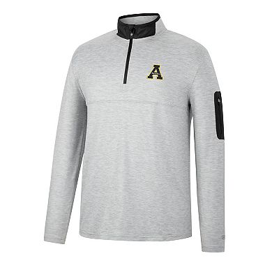 Men's Colosseum Heathered Gray/Black Appalachian State Mountaineers Country Club Windshirt Quarter-Zip Jacket