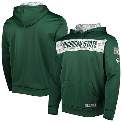 Men's Colosseum Green Michigan State Spartans OHT Military Appreciation Team Color Pullover Hoodie