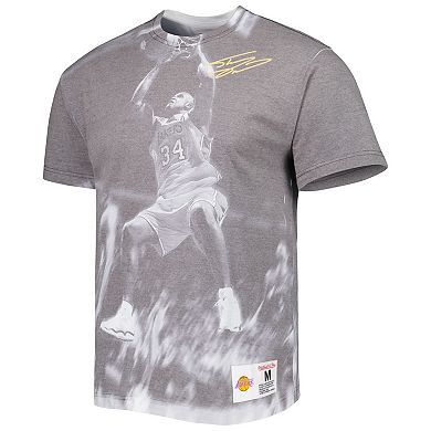 Men's Mitchell & Ness Shaquille O'Neal Gray Los Angeles Lakers Above The Rim Sublimated T-Shirt