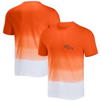 Men's NFL x Darius Rucker Collection by Fanatics Orange/White Denver Broncos Dip Dye Pocket T-Shirt