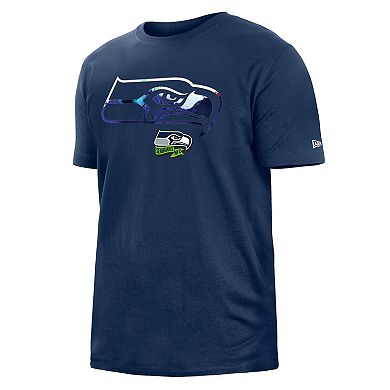 Men's New Era College Navy Seattle Seahawks 2022 Sideline Ink Dye T-Shirt