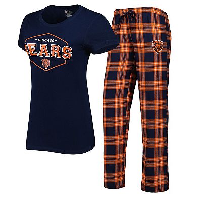 Women's Concepts Sport Navy/Orange Chicago Bears Badge T-Shirt & Pants Sleep Set