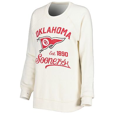 Women's Pressbox Cream Oklahoma Sooners Old Standard Pennant Knobi Raglan Pullover Sweatshirt