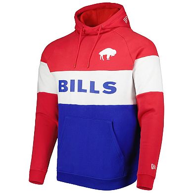 Men's New Era Royal/ Buffalo Bills Colorblock Throwback Pullover Hoodie