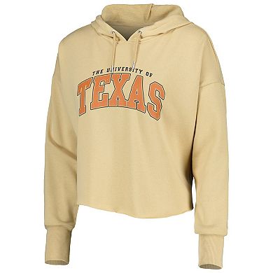 Women's ZooZatz Tan Texas Longhorns Core University Cropped French Terry Pullover Hoodie