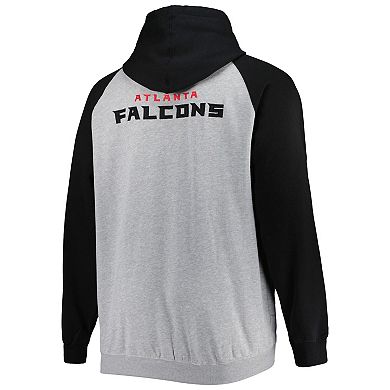Men's Heather Gray Atlanta Falcons Big & Tall Fleece Raglan Full-Zip Hoodie Jacket