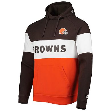 Men's New Era Orange Cleveland Browns Colorblock Current Pullover Hoodie