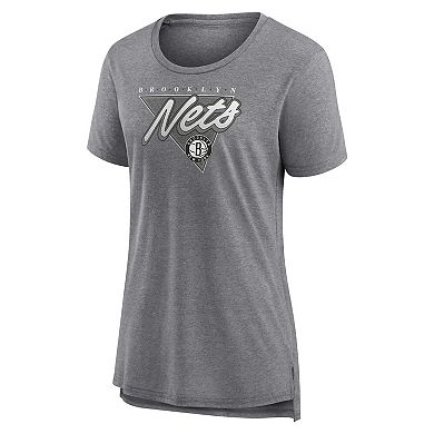 Women's Fanatics Branded Heathered Gray Brooklyn Nets True Classics Tri-Blend T-Shirt