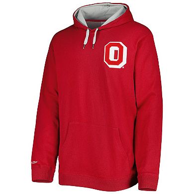 Men's Mitchell & Ness Scarlet Ohio State Buckeyes Classic French Terry Pullover Hoodie