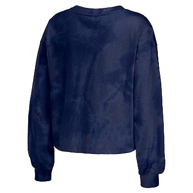 Women's WEAR by Erin Andrews Navy Chicago Bears Tie-Dye Cropped Pullover Sweatshirt & Shorts Lounge Set