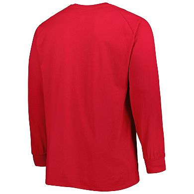 Men's Red Wisconsin Badgers Big & Tall Two-Hit Raglan Long Sleeve T-Shirt