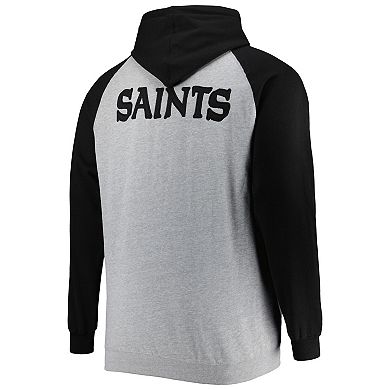 Men's Heather Gray New Orleans Saints Big & Tall Fleece Raglan Full-Zip Hoodie Jacket