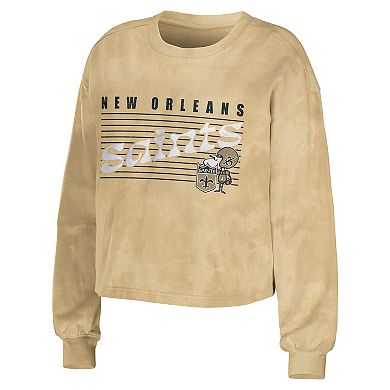 Women's WEAR by Erin Andrews Gold New Orleans Saints Tie-Dye Cropped Pullover Sweatshirt & Shorts Lounge Set