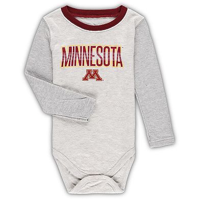 Infant Wes & Willy Heather Gray Minnesota Golden Gophers Jie Jie Long Sleeve Bodysuit & Pants Set