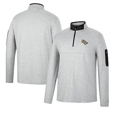 Men's Colosseum Heathered Gray/Black UCF Knights Country Club Windshirt Quarter-Zip Jacket