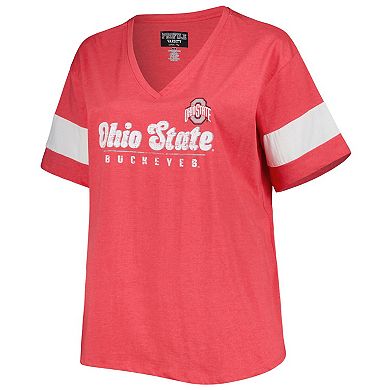Women's Scarlet Ohio State Buckeyes Plus Size Give it All V-Neck T-Shirt