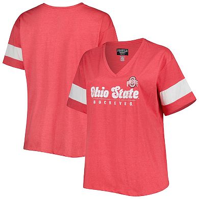 Women's Scarlet Ohio State Buckeyes Plus Size Give it All V-Neck T-Shirt
