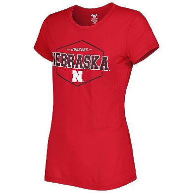 Women's Concepts Sport Scarlet/Black Nebraska Huskers Badge T-Shirt & Flannel Pants Sleep Set