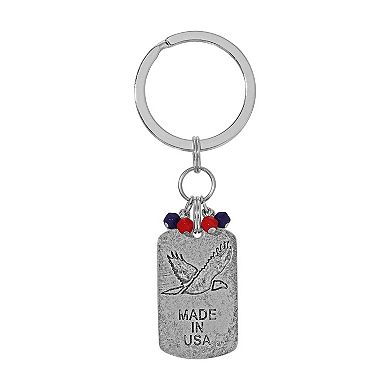 1928 Silver Tone Red, White, And Blue Flag Key Chain