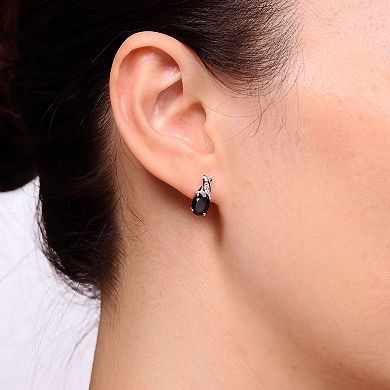 Gemminded Sterling Silver Black Onyx & Lab-Created White Sapphire Earrings
