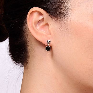 Gemminded Sterling Silver Black Onyx Geometric Earrings