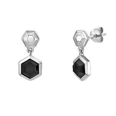 Gemminded Sterling Silver Black Onyx Geometric Earrings