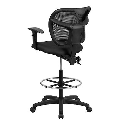 Emma and Oliver Mid-Back Black Mesh Back Height Adjustable Drafting Chair