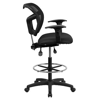 Emma and Oliver Mid-Back Black Mesh Back Height Adjustable Drafting Chair