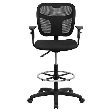 Emma and Oliver Mid-Back Black Mesh Back Height Adjustable Drafting Chair