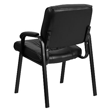 Emma and Oliver White LeatherSoft Executive Reception Chair with Black Metal Frame