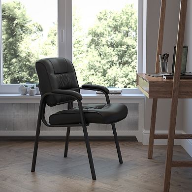 Emma and Oliver White LeatherSoft Executive Reception Chair with Black Metal Frame