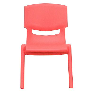 Emma and Oliver 4 Pack Blue Plastic Stackable School Chair with 10.5"H Seat, Preschool Chair