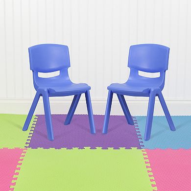 Emma and Oliver 2 Pack Red Plastic Stackable School Chair with 15.5"H Seat