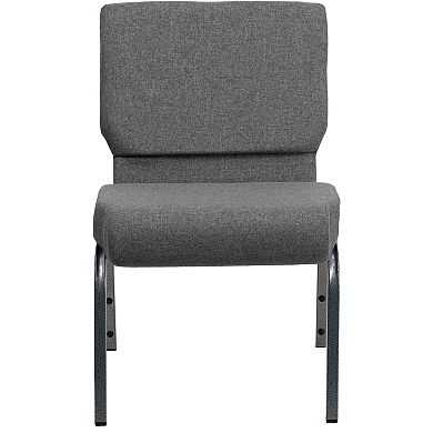 Emma and Oliver 21"W Stacking Church Chair in Black Fabric - Silver Vein Frame