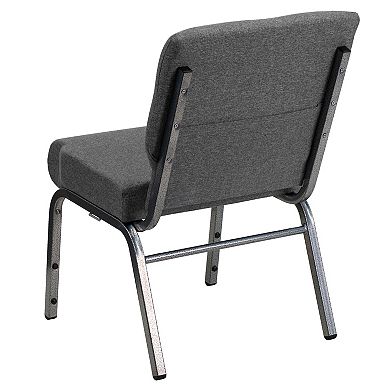 Emma and Oliver 21"W Stacking Church Chair in Black Fabric - Silver Vein Frame