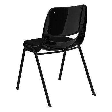 Emma and Oliver Black Padded Ergonomic Shell Student Stack Chair - Classroom / Guest Chair